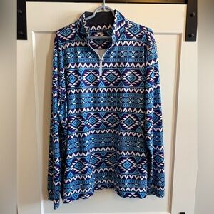 Rhoback Performance Quarterzip - XXL - Blue/Purple Geometric Design